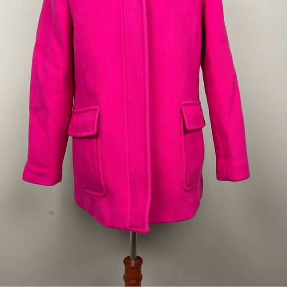 NWT Talbots Pink‎ Wool Blend Hooded Coat Faux Fur Trim Women’s Size 6 Winter - Picture 3 of 10